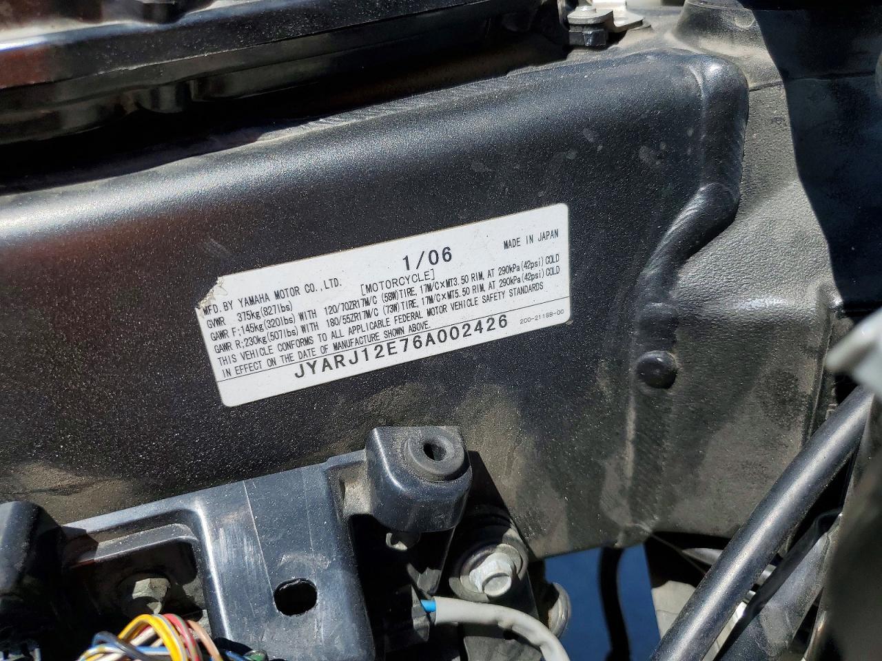2006 YAMAHA YZFR6