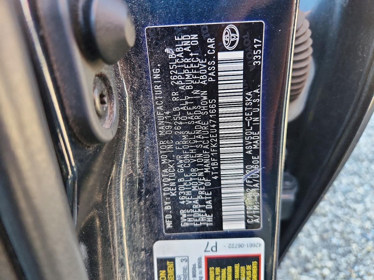 2014 TOYOTA CAMRY
