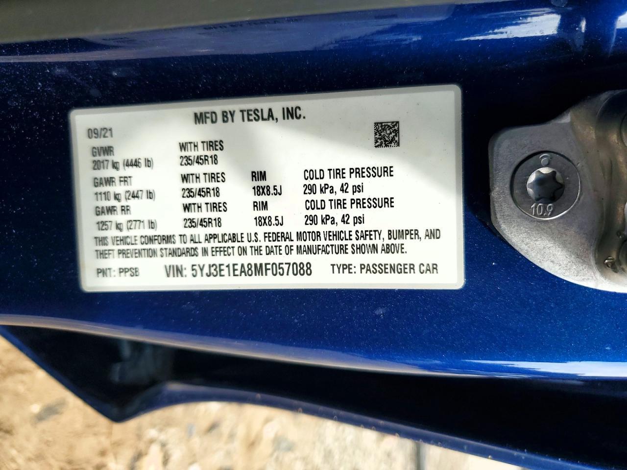 2021 TESLA MODEL 3