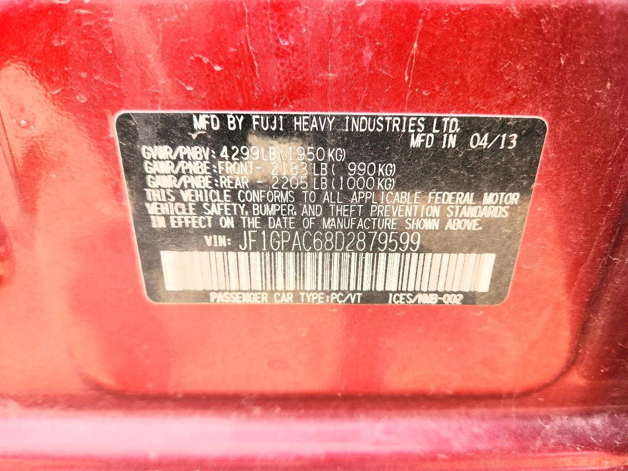 2013 SUBARU IMPREZA