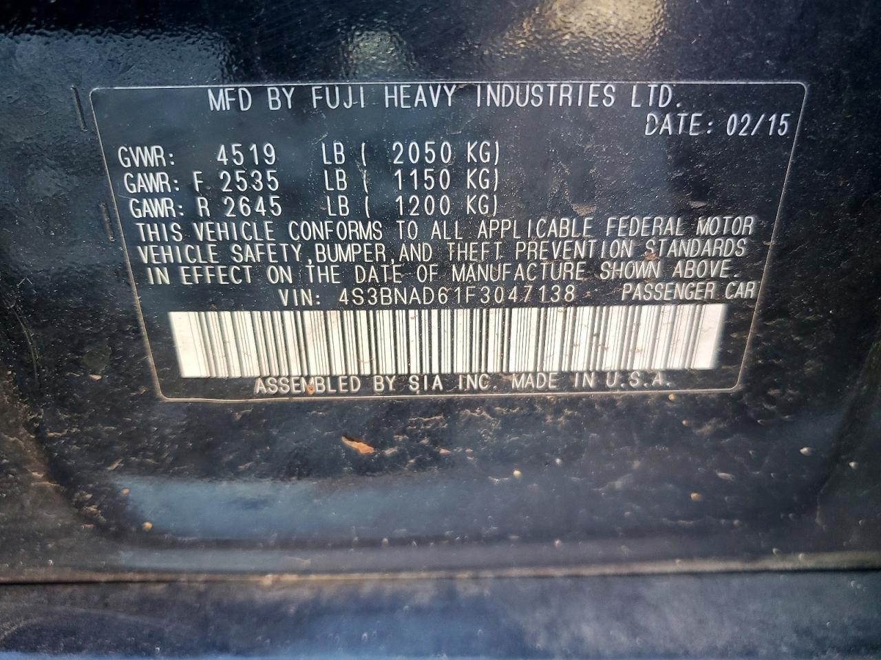2015 SUBARU Legacy