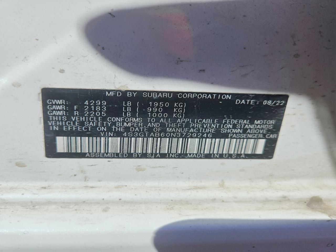 2022 SUBARU IMPREZA