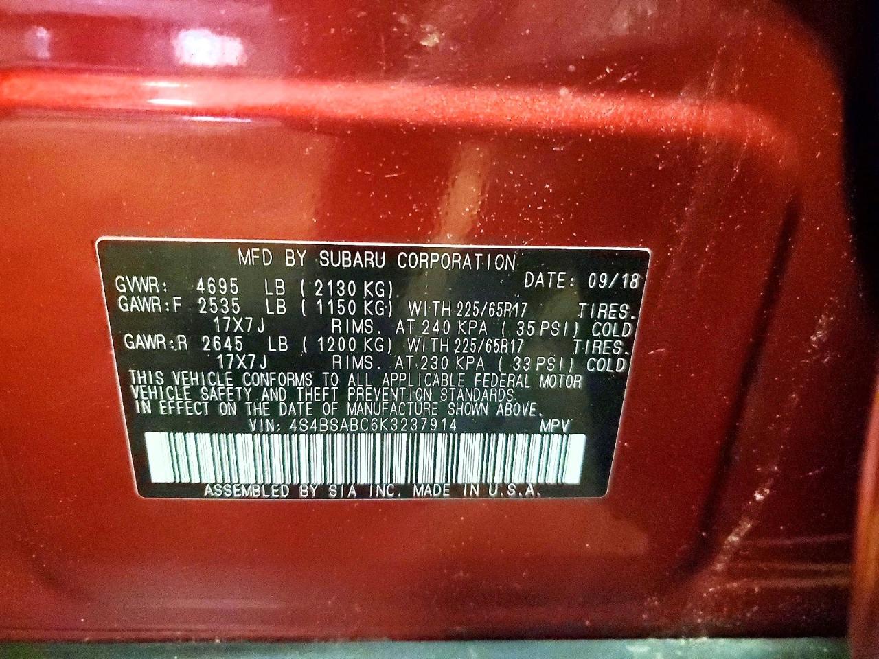 2019 SUBARU Outback