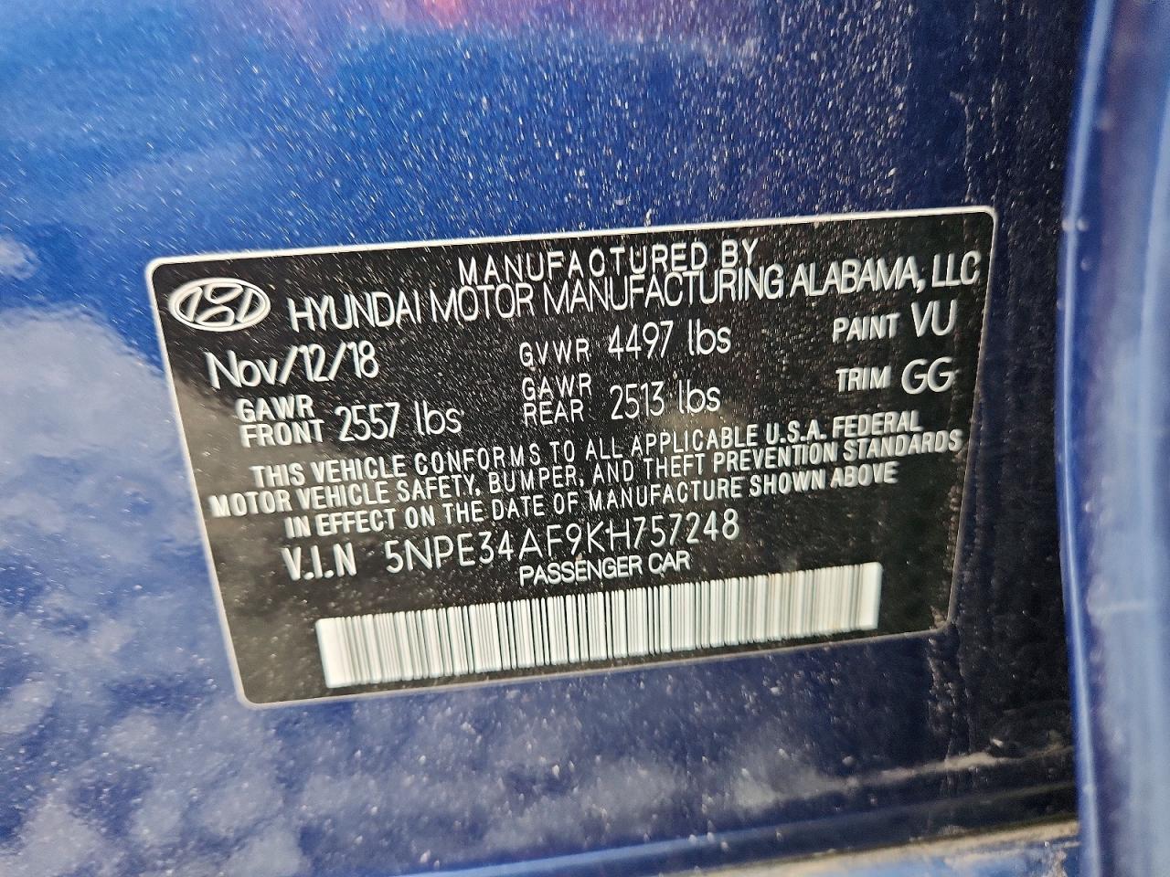 2019 HYUNDAI SONATA