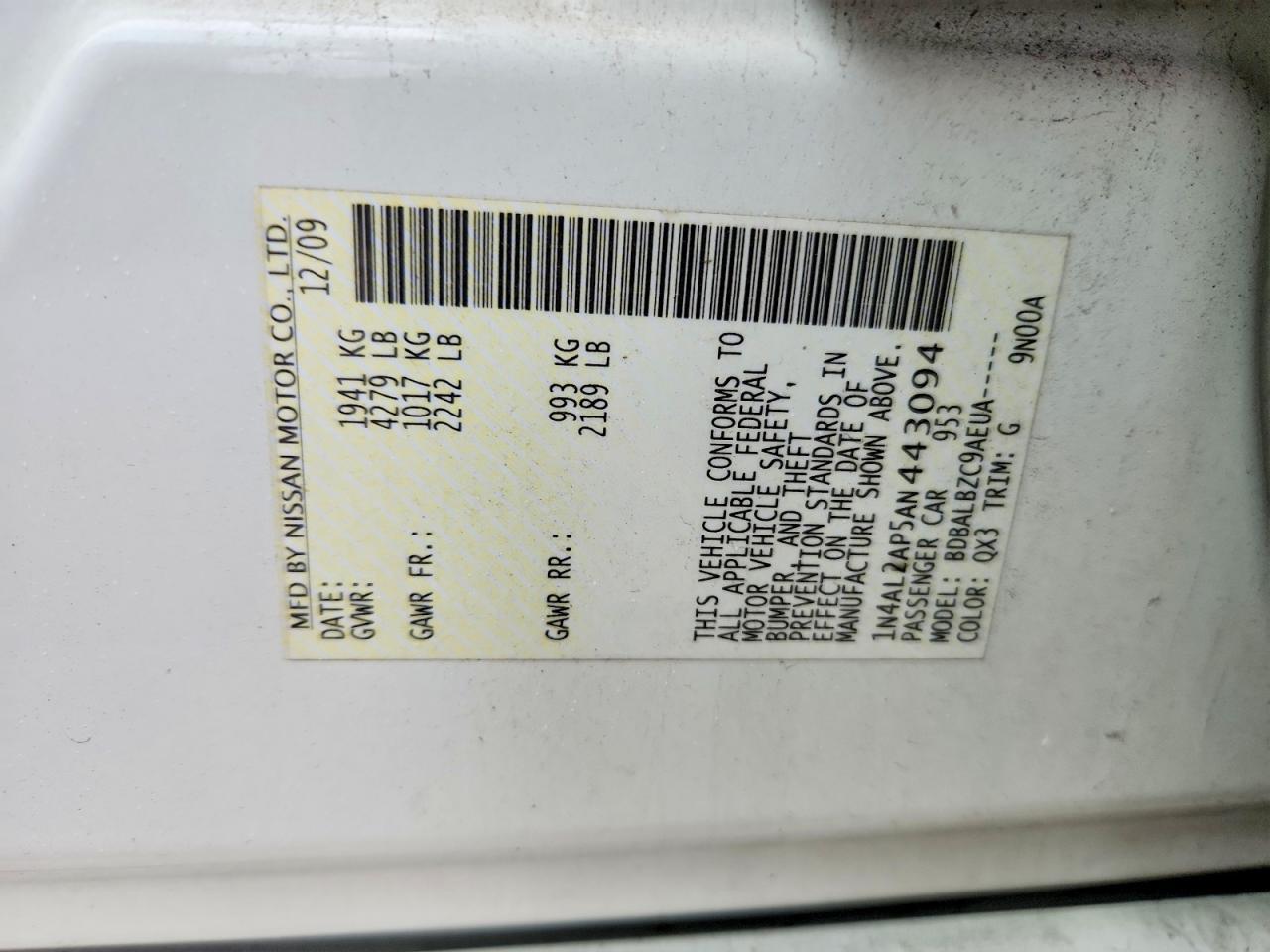 2010 NISSAN ALTIMA