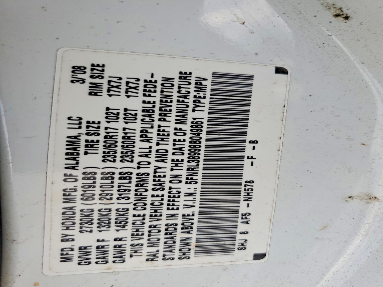 2008 HONDA ODYSSEY
