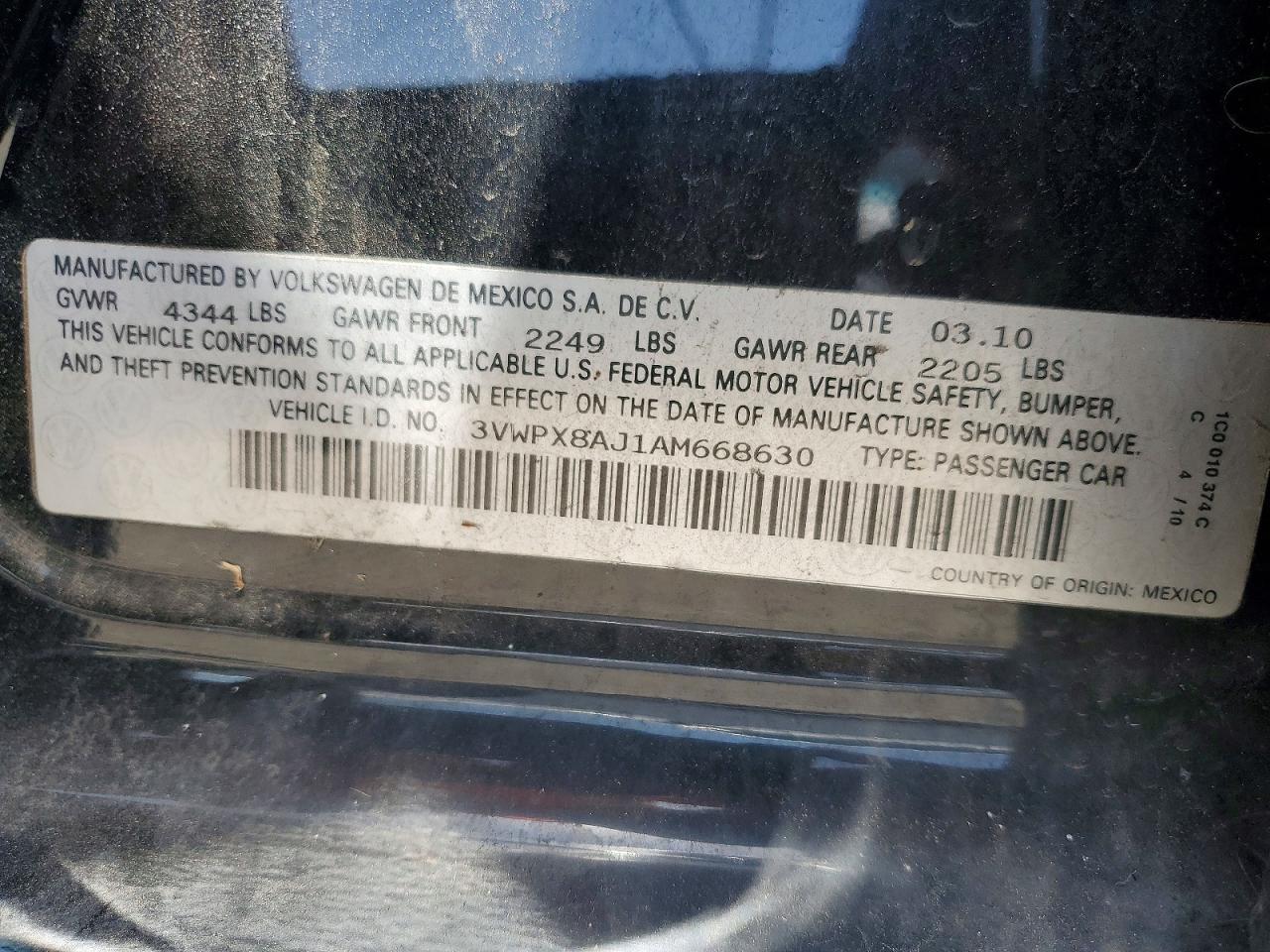 2010 VOLKSWAGEN JETTA