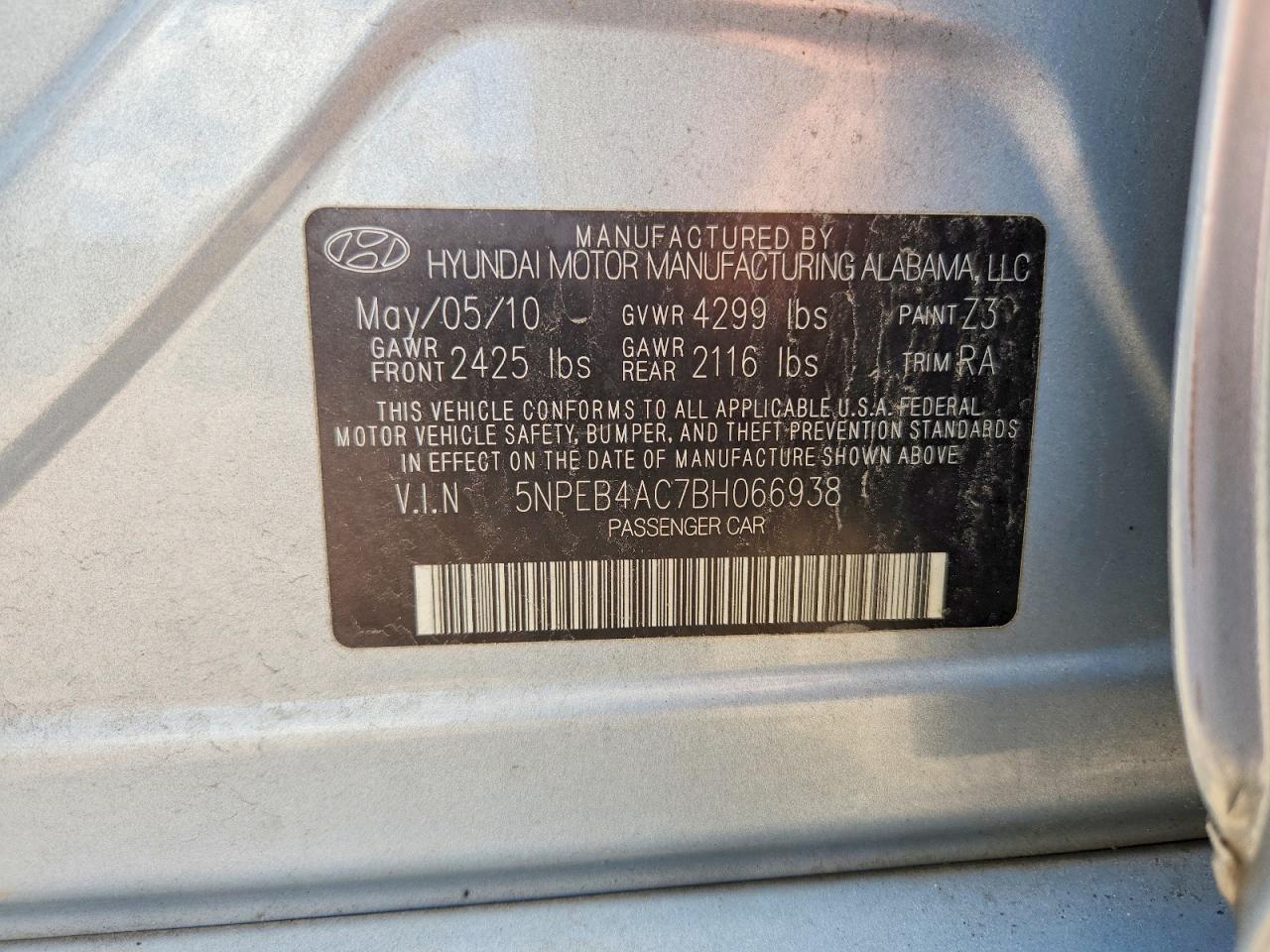 2011 HYUNDAI SONATA