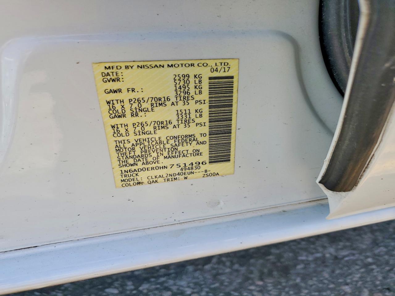 2017 NISSAN Frontier