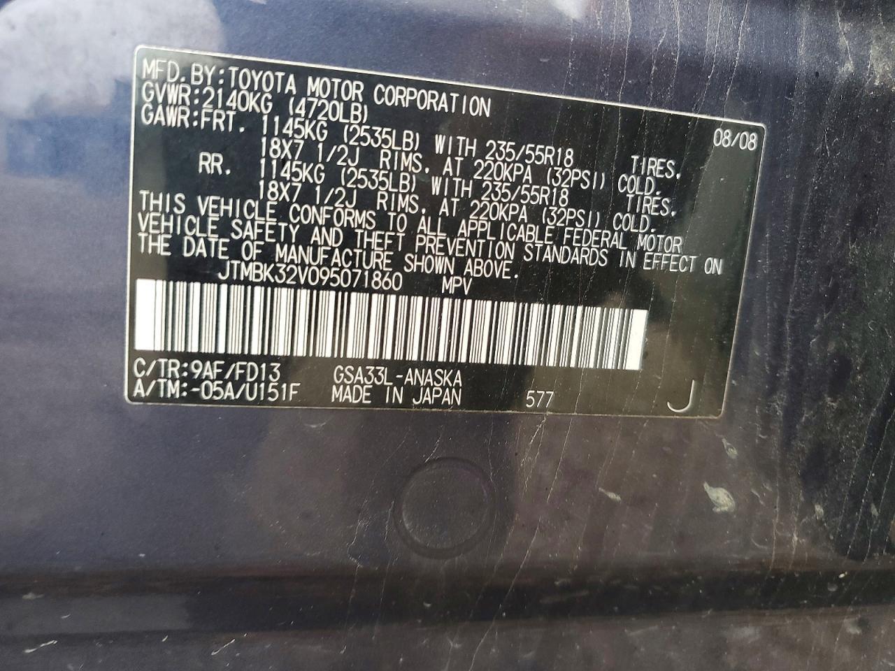 2009 TOYOTA RAV4
