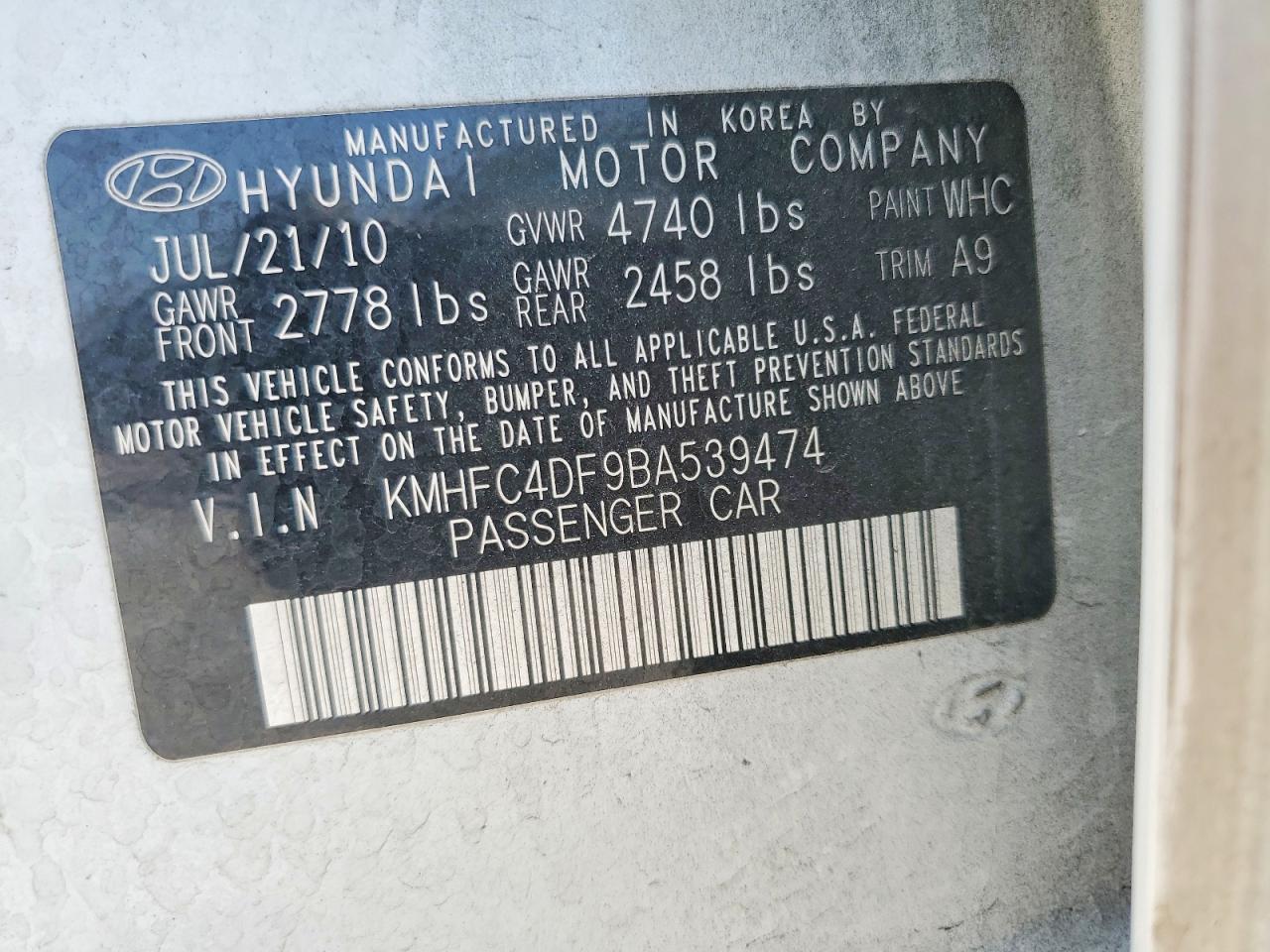 2011 HYUNDAI Azera