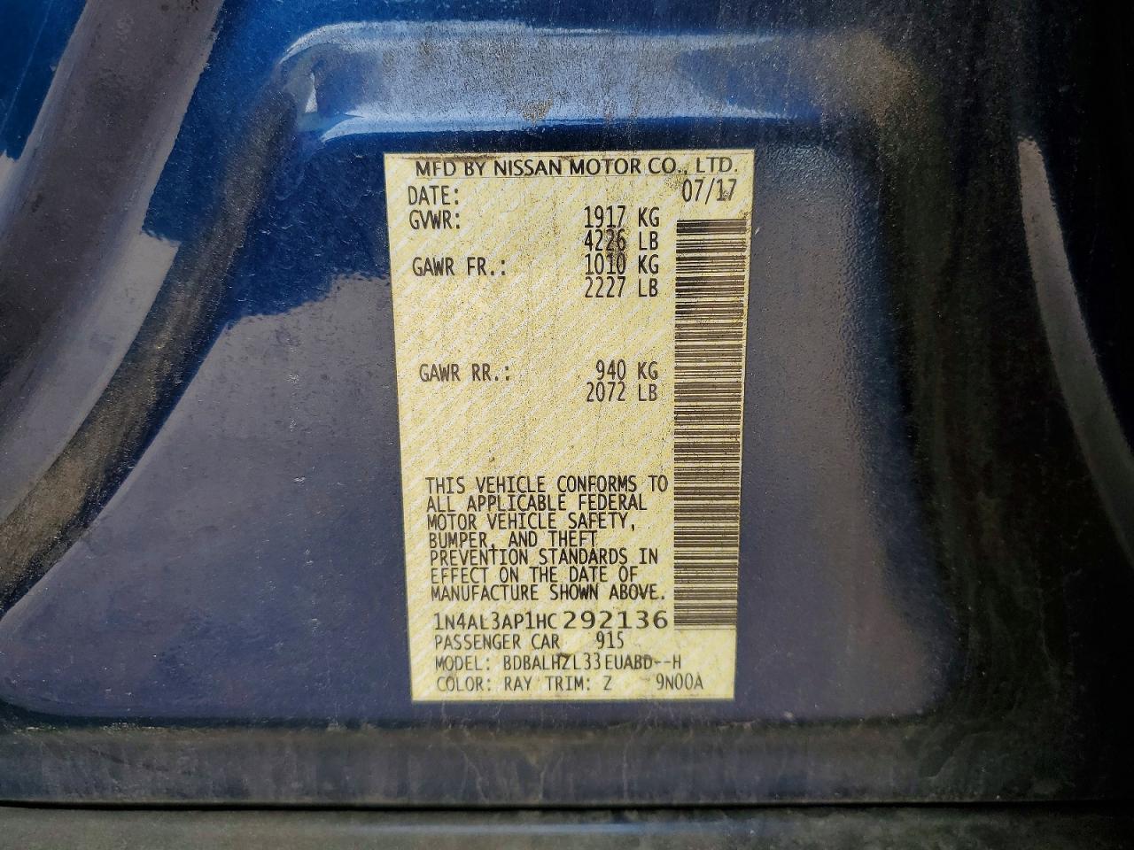 2017 NISSAN ALTIMA