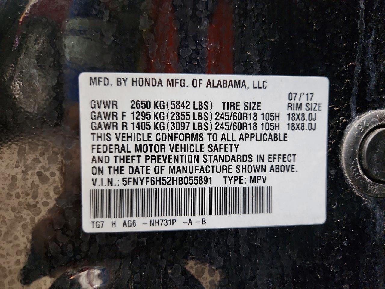 2017 HONDA PILOT