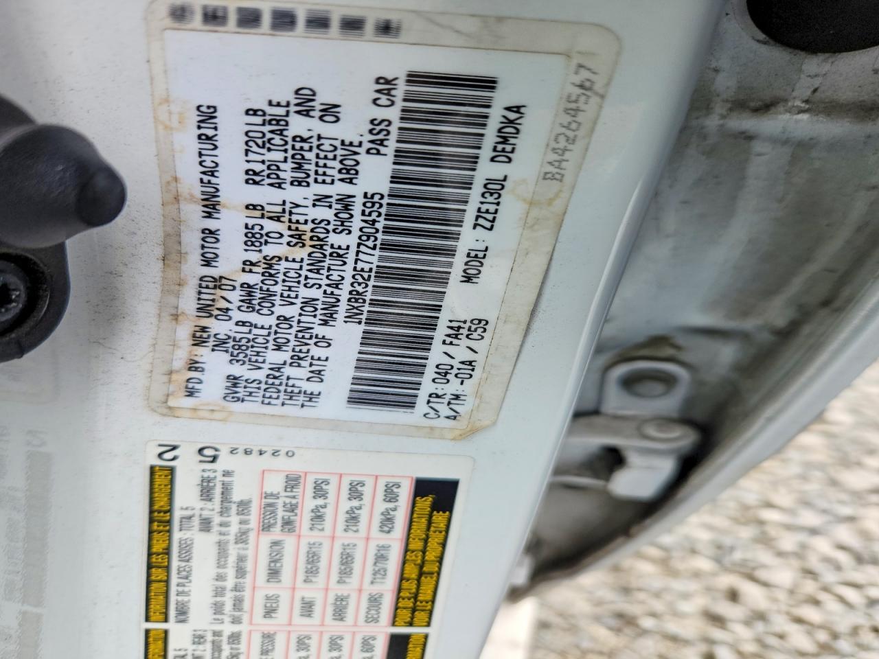 2007 TOYOTA COROLLA