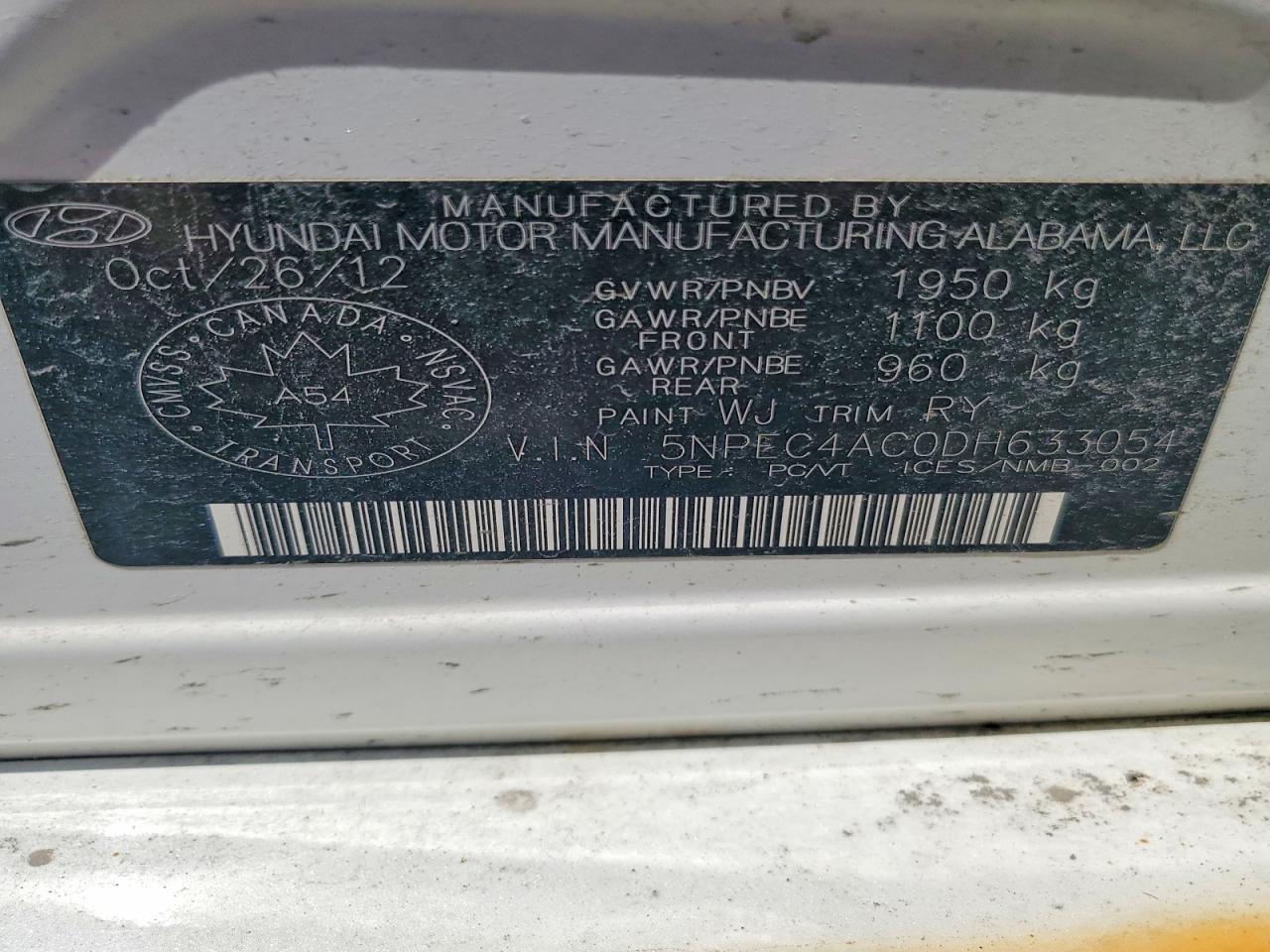2013 HYUNDAI SONATA