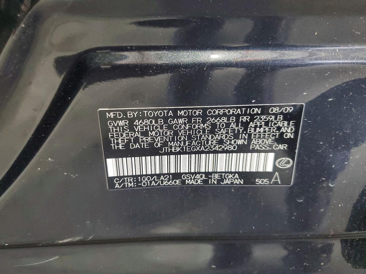 2010 LEXUS ES 350