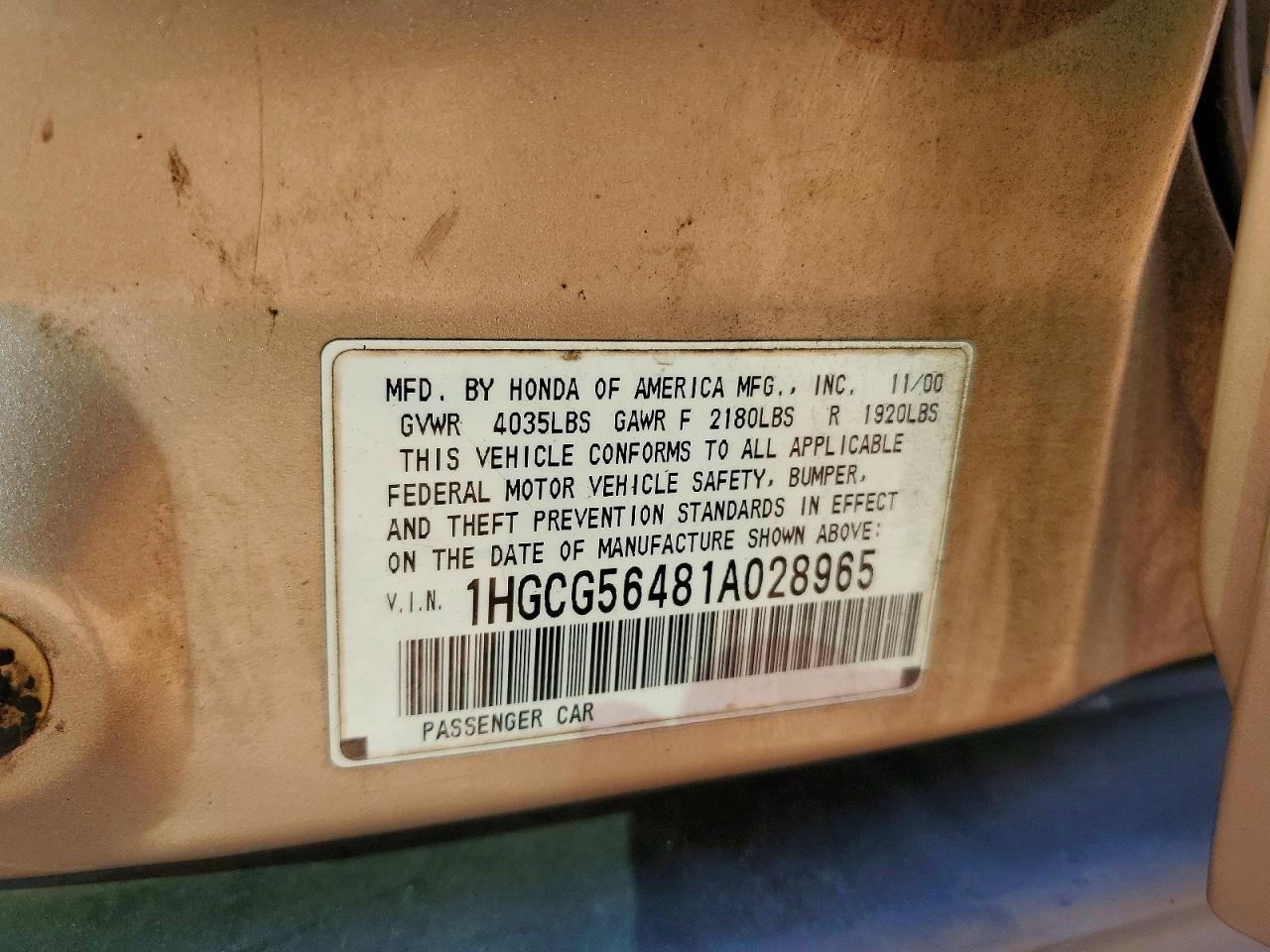 2001 HONDA ACCORD