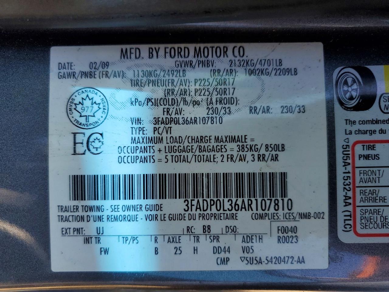 2010 FORD FUSION