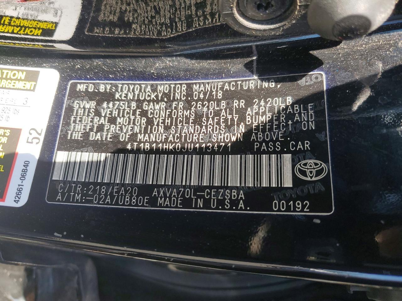 2018 TOYOTA CAMRY