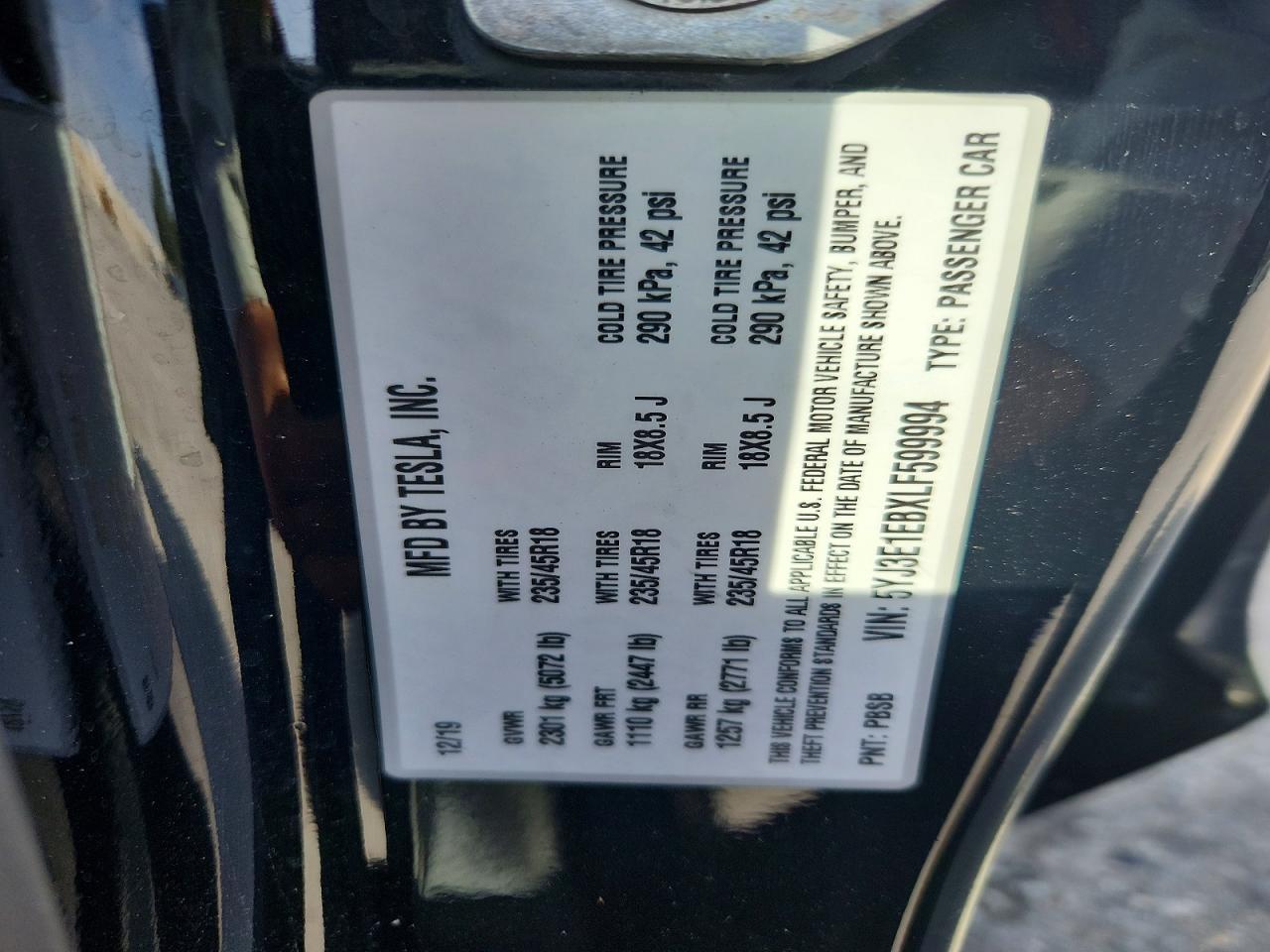 2020 TESLA MODEL 3