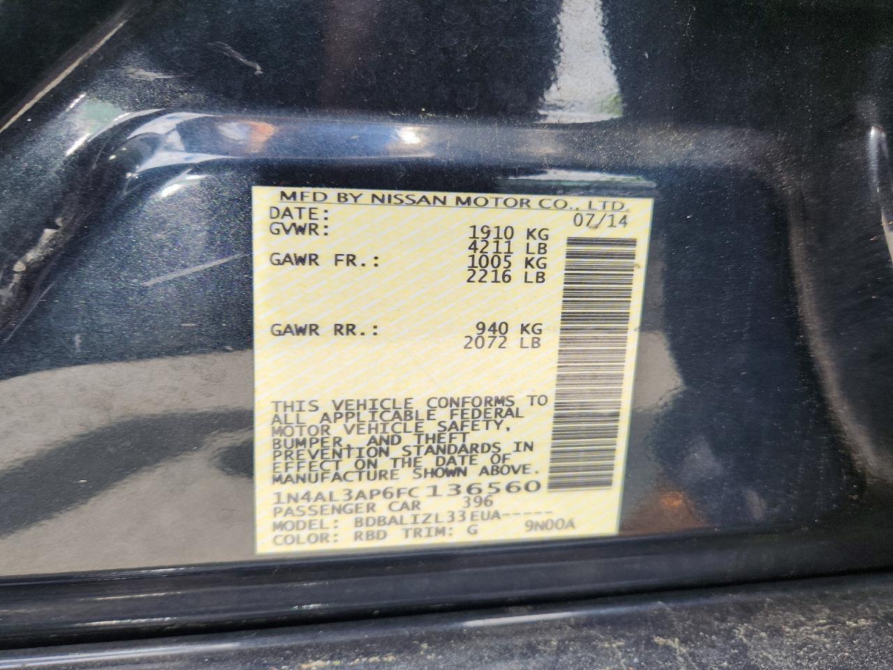 2015 NISSAN ALTIMA
