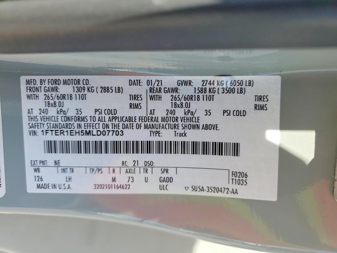 2021 FORD RANGER