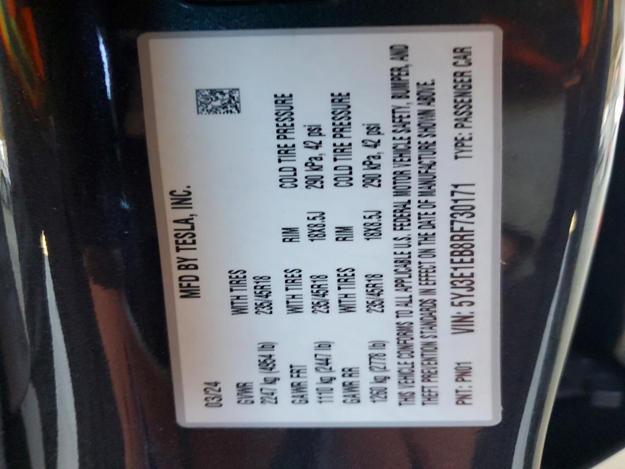 2024 TESLA MODEL 3