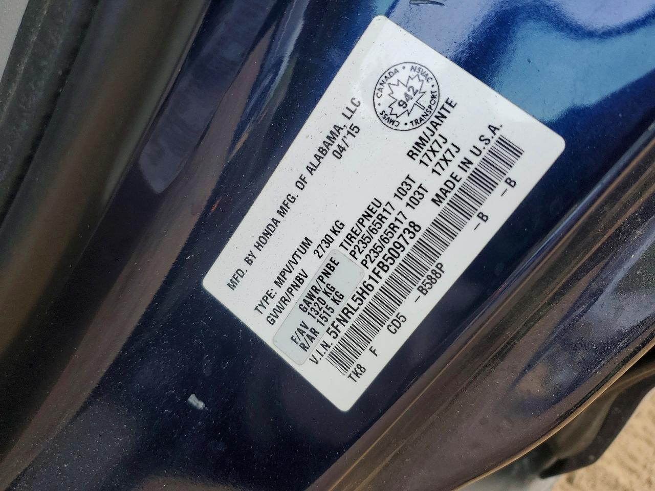 2015 HONDA ODYSSEY