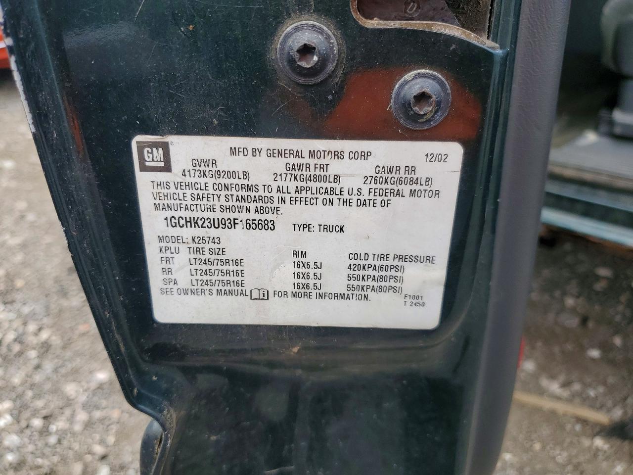 2003 CHEVROLET Silverado 2500