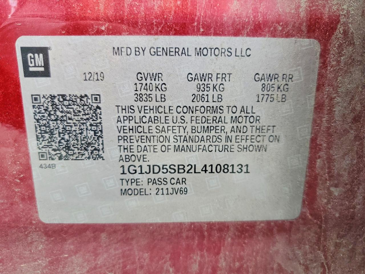 2020 CHEVROLET SONIC
