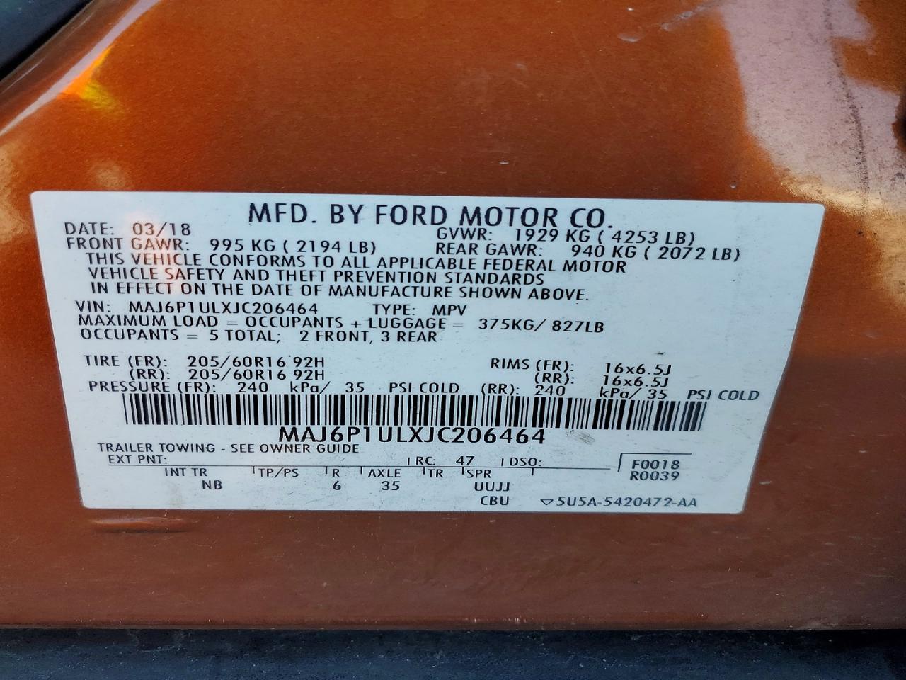 2018 FORD EcoSport