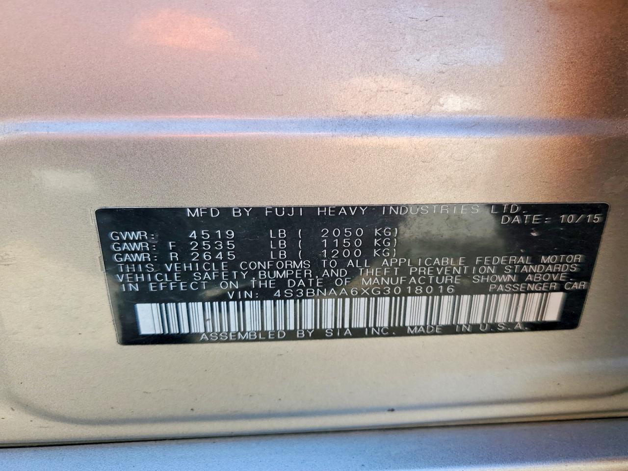 2016 SUBARU Legacy
