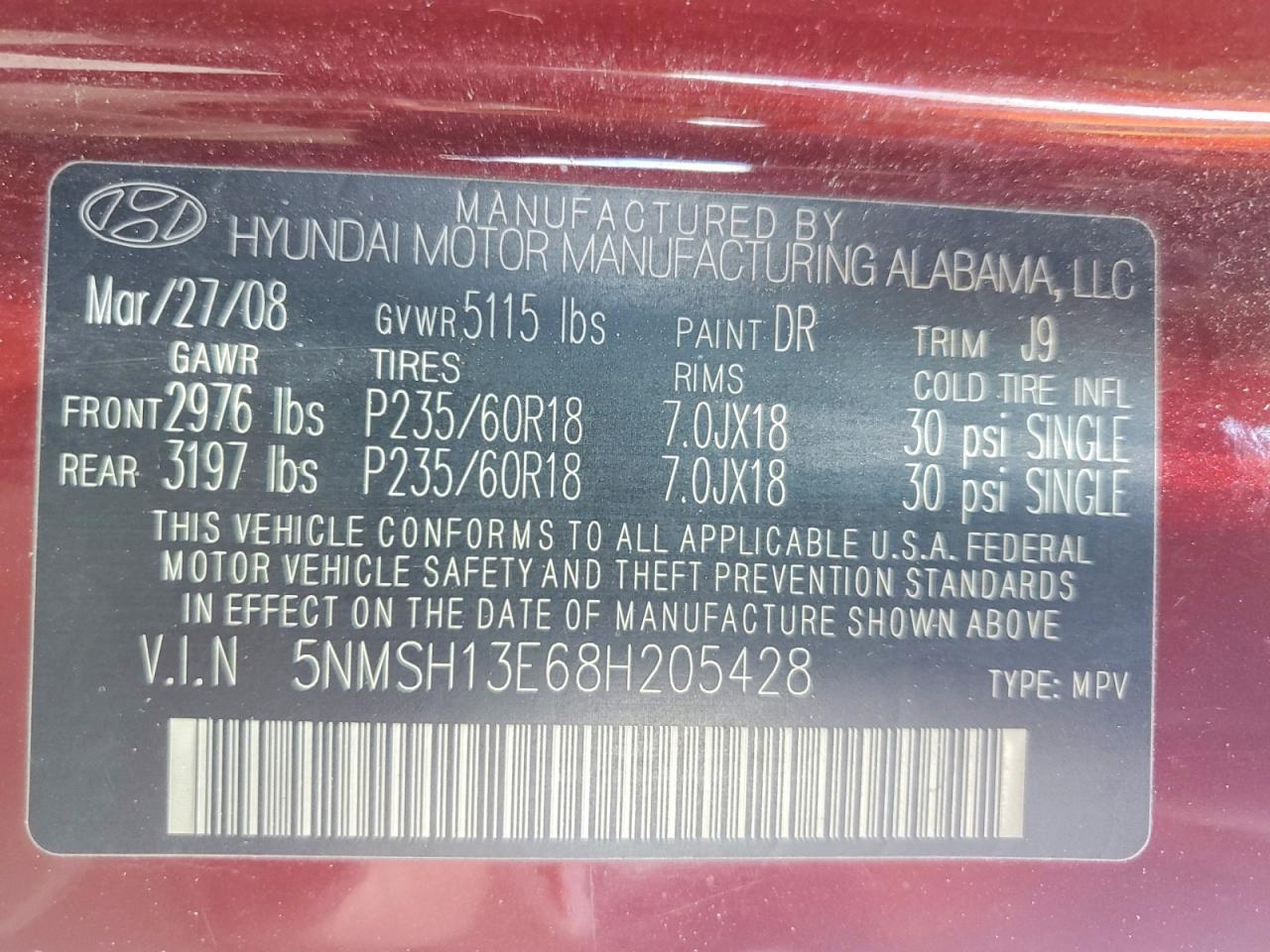 2008 HYUNDAI SANTA FE