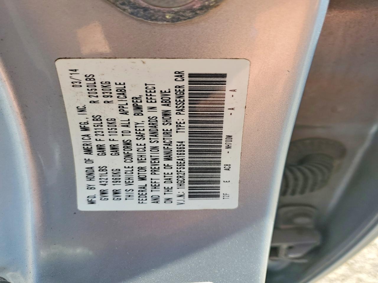 2014 HONDA ACCORD