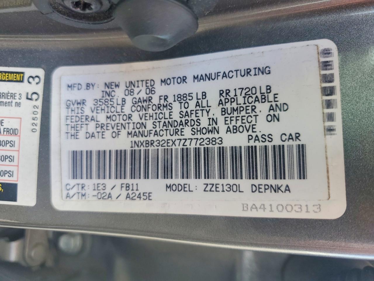 2007 TOYOTA COROLLA