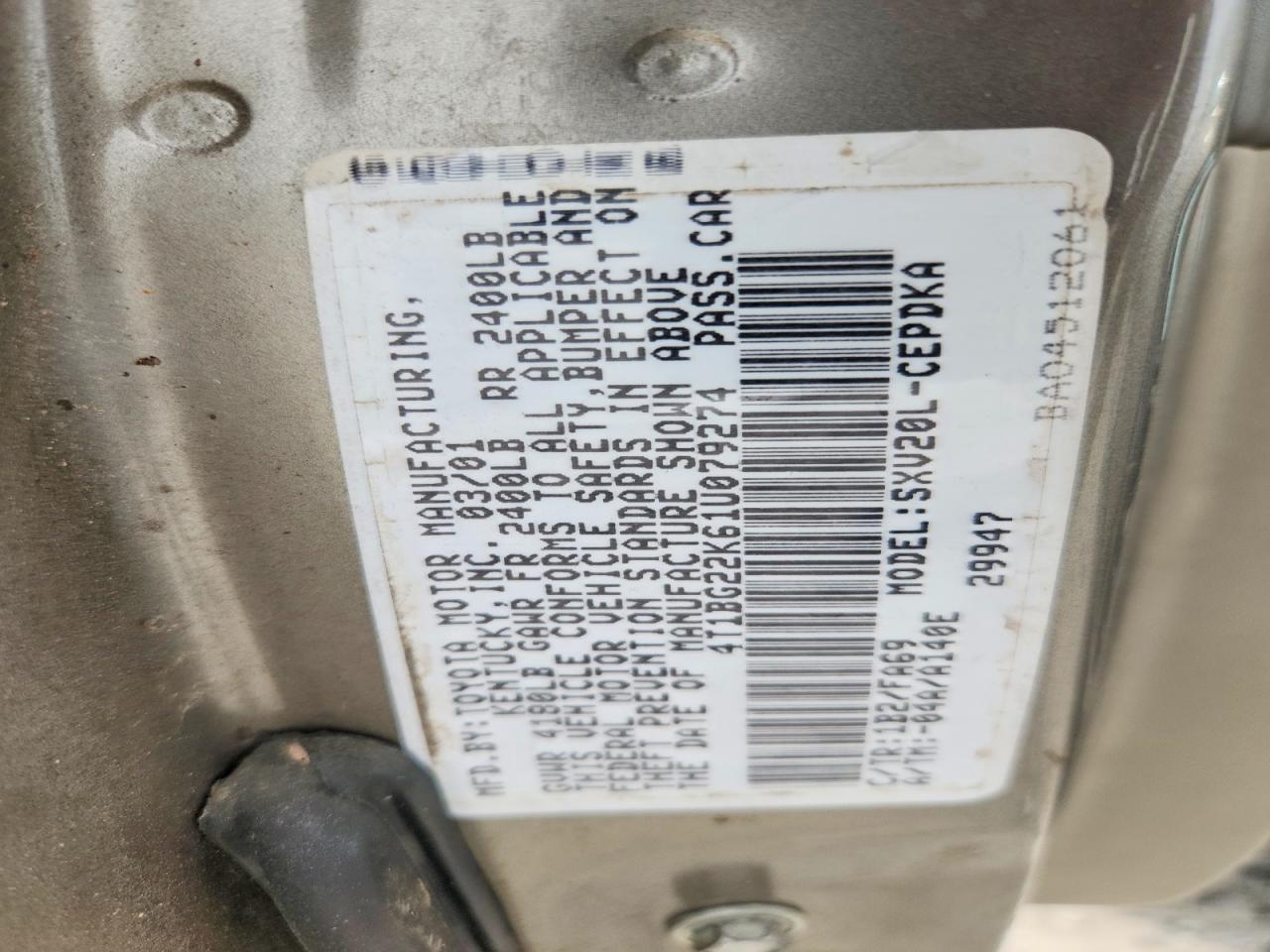 2001 TOYOTA CAMRY