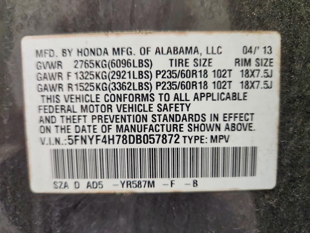 2013 HONDA PILOT