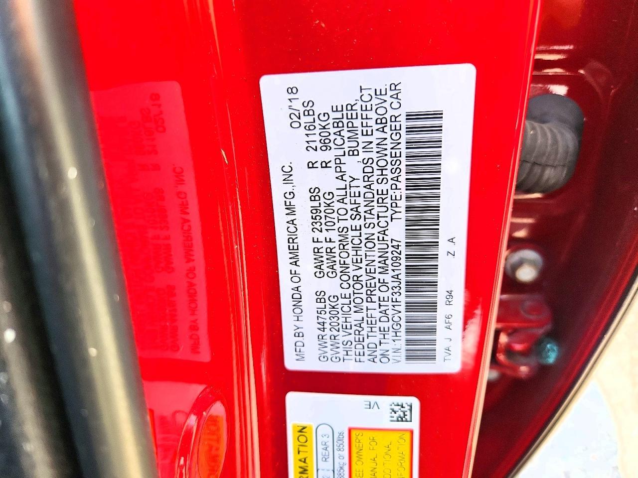 2018 HONDA ACCORD