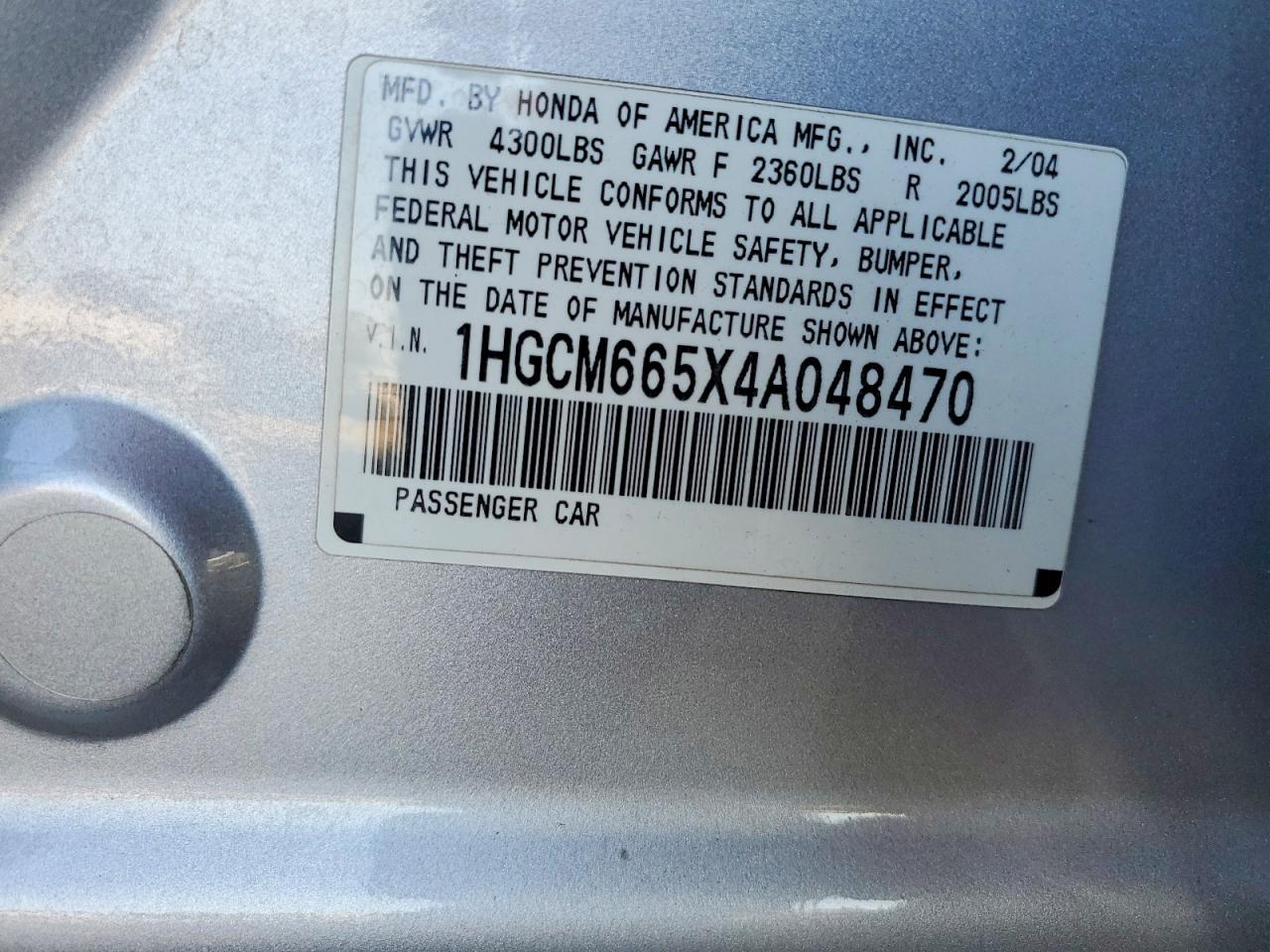 2004 HONDA ACCORD