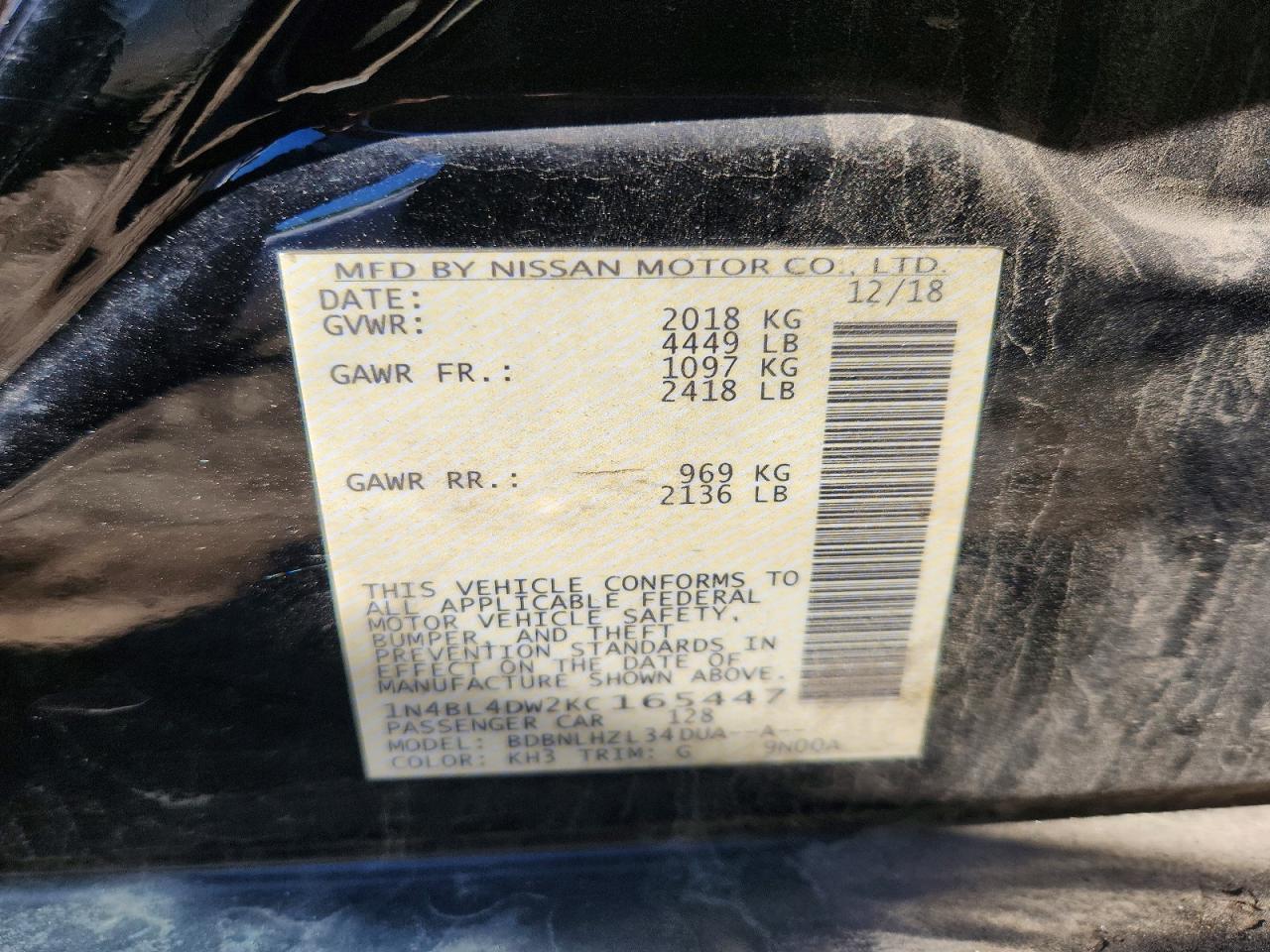2019 NISSAN ALTIMA