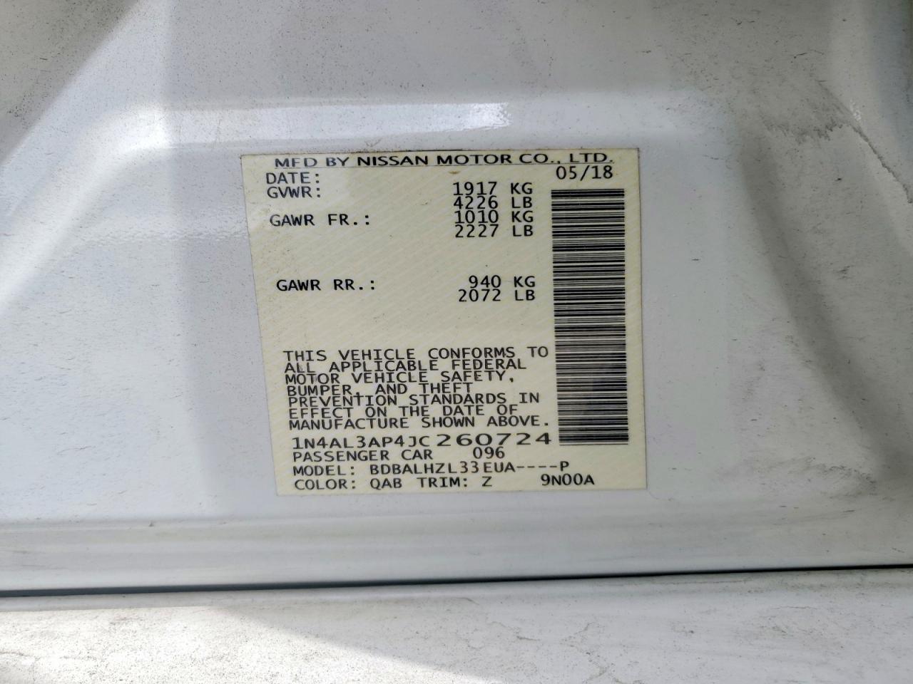 2018 NISSAN ALTIMA
