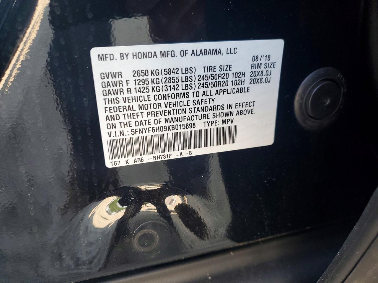 2019 HONDA PILOT
