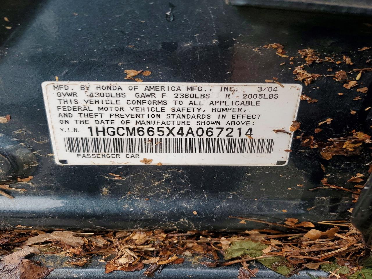 2004 HONDA ACCORD