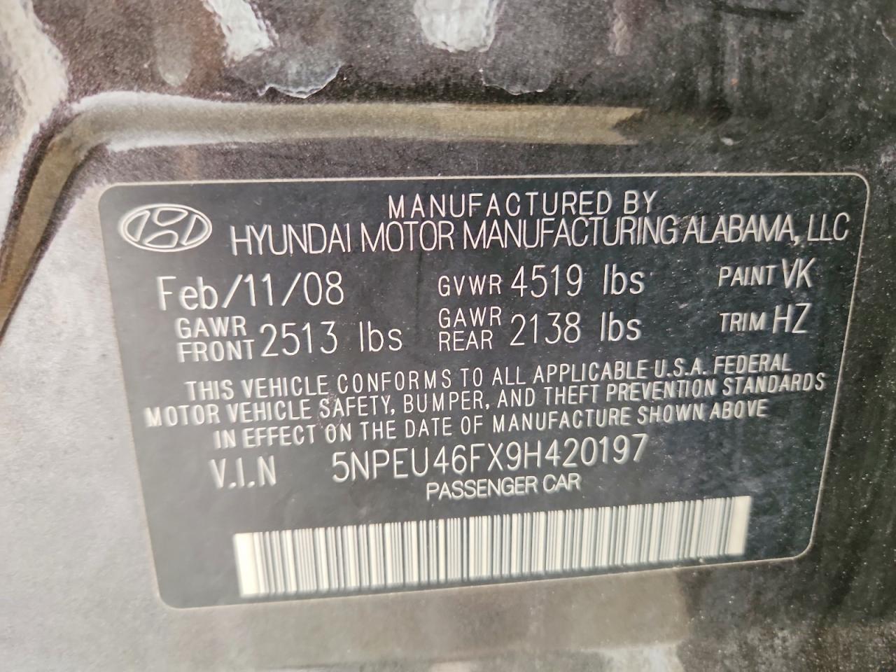 2009 HYUNDAI SONATA
