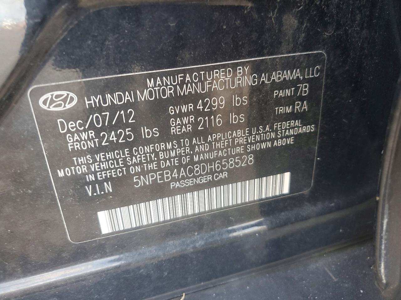 2013 HYUNDAI SONATA