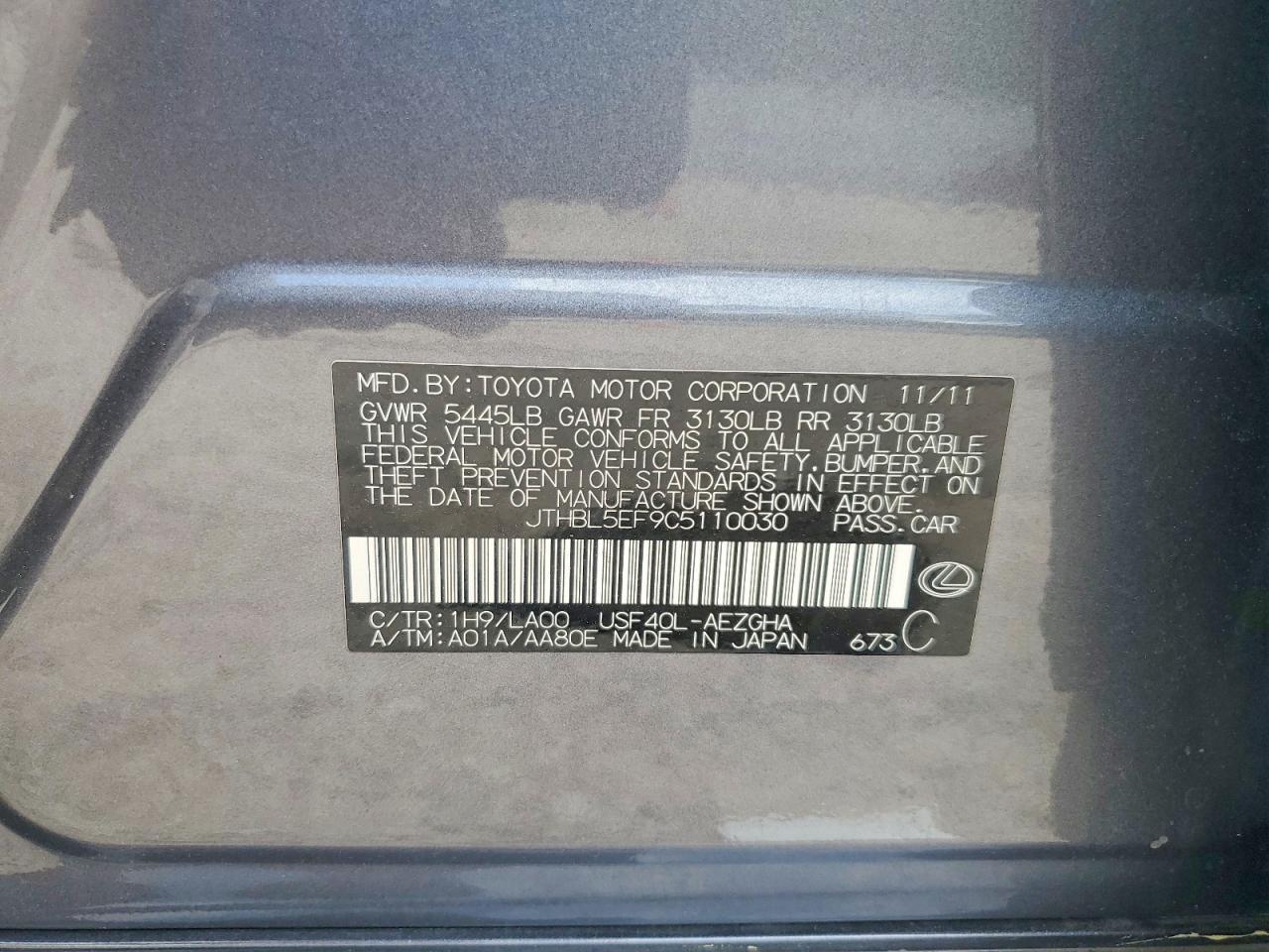 2012 LEXUS LS 460