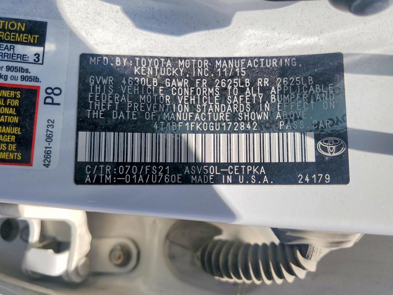 2016 TOYOTA CAMRY