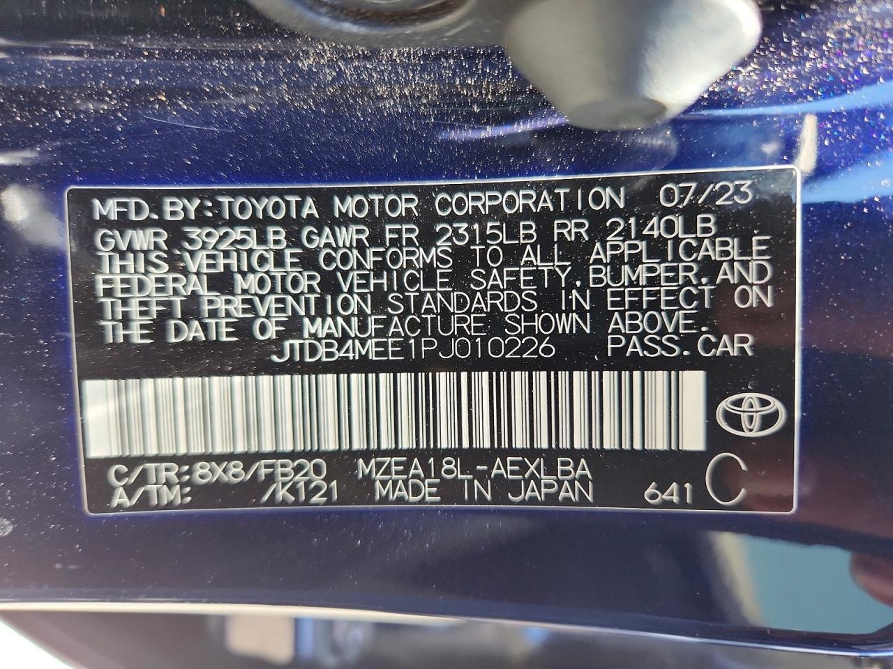 2023 TOYOTA COROLLA