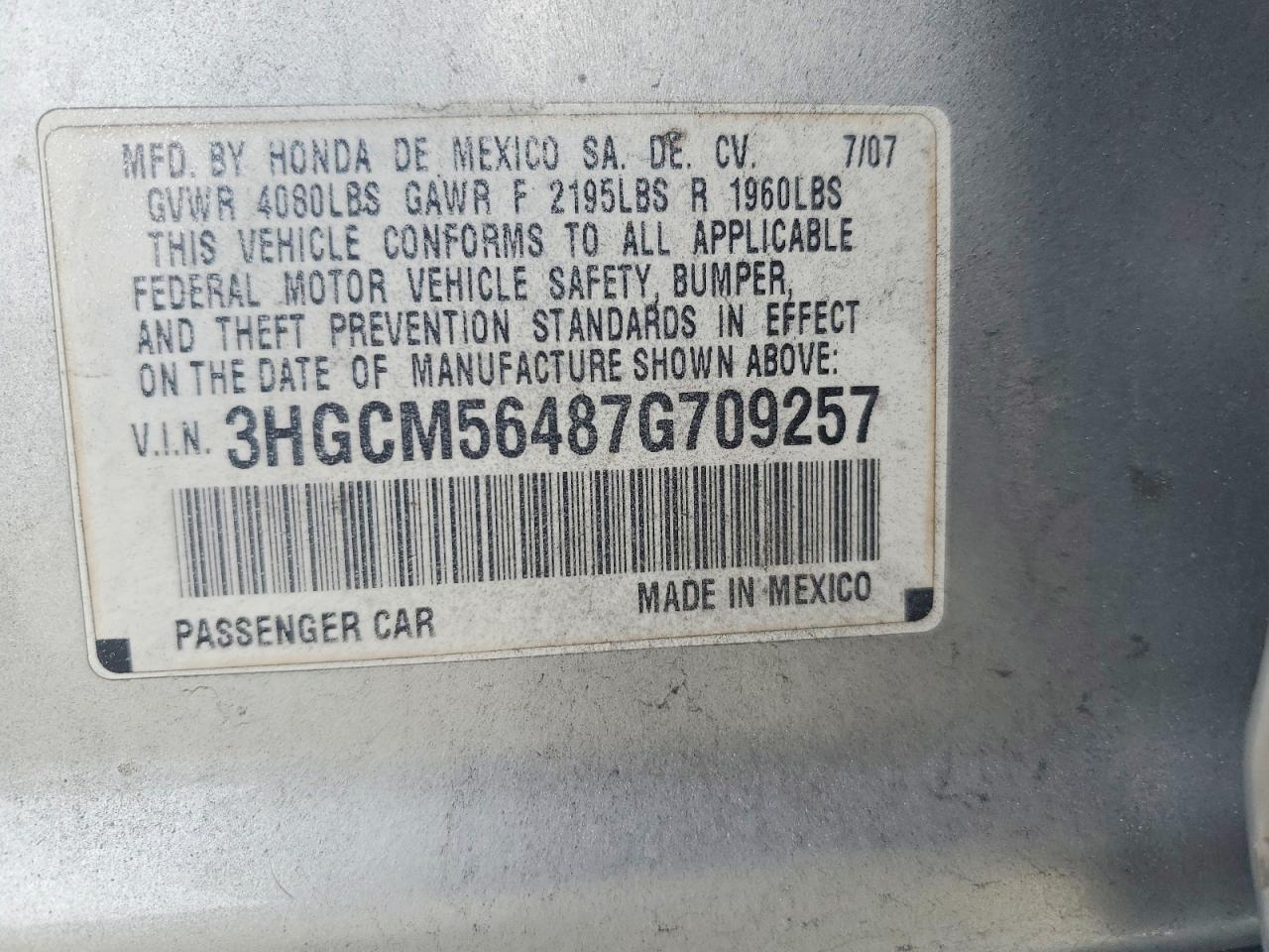 2007 HONDA ACCORD