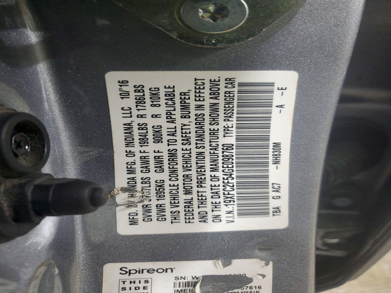 2016 HONDA CIVIC